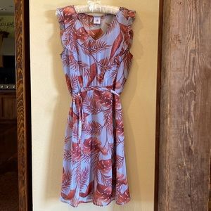 CAbi Isabel Palm Leaf Ruffle Dress - Size Small